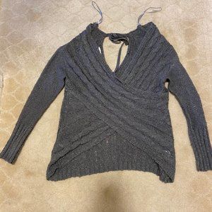 WRAP FRONT KNIT SWEATER